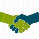 Illustration of two stylized hands shaking, representing community partnership and collaboration.