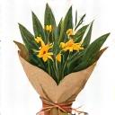 Illustration of recyclable paper wrapping around a bouquet, signifying eco-friendly practices.